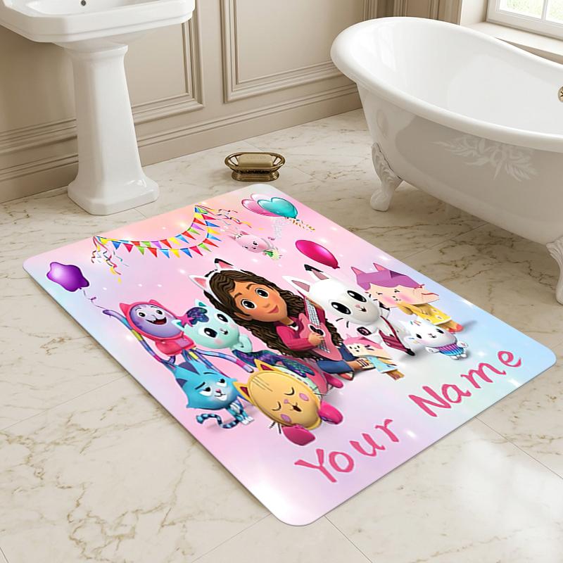 Custom Name Fairy Cat Dreams Living Room Non-Slip Area Rug Soft Carpet for Bedroom Kids Playroom Sofa Office Home Decor Doormat