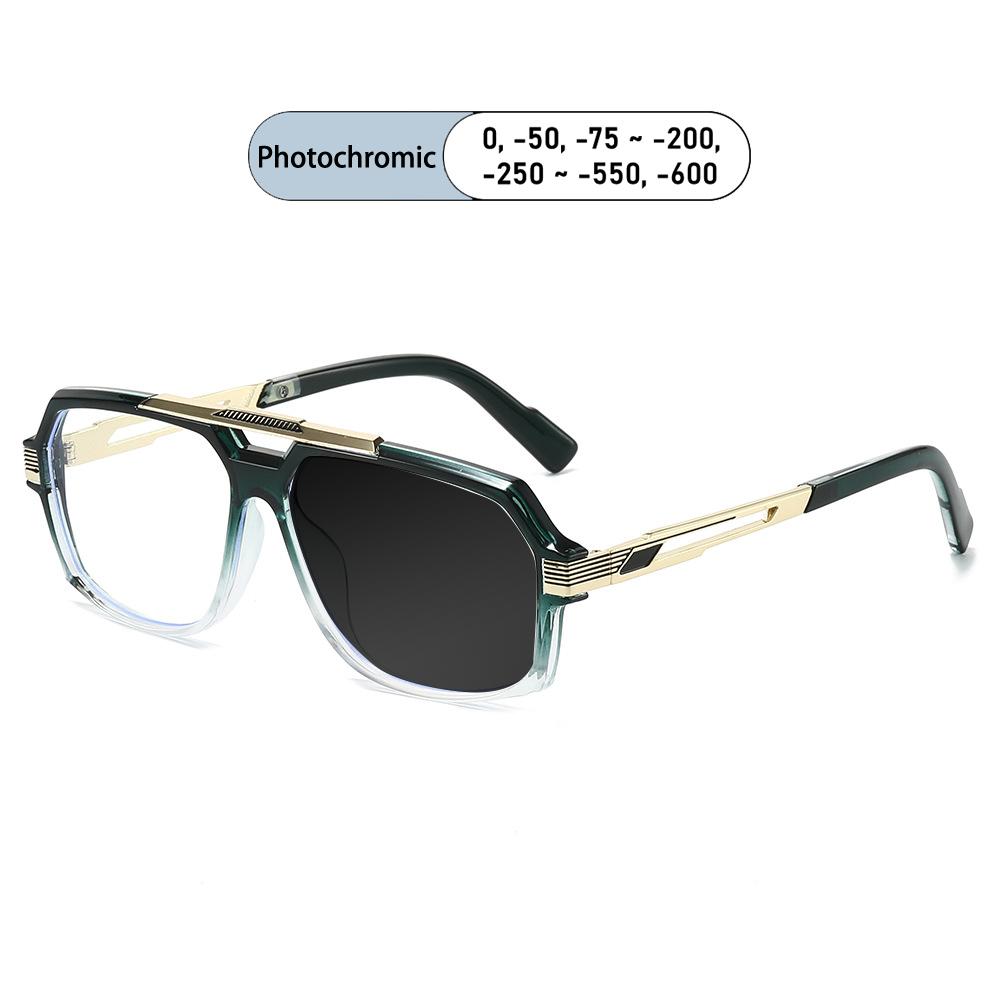 New Luxury Brand Pilot Double Beam Oversized Frame Myopia Glasses Anti Blue Light Men Near Sight Prescription
