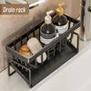 Self-Draining Sink Shelf Stainless Steel Kitchen Sink Drain Rack Sponge Storage Faucet Holder with Hooks Kitchen Sink Organizer