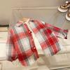 2024 Retro Autumn Korean Style Turn-Down Collar Shirt for Boys and Girls, Fashionable Children's Clothing