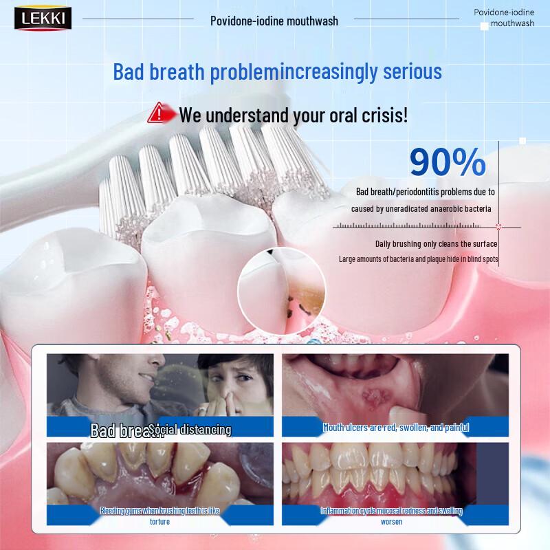 LEKKI Povidone-Iodine Antiseptic Mouthwash
