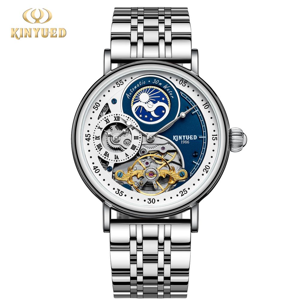 KINYUED Factory Price J116 Men's Watches Automatic Luxury Brand Mechanical Watches for Men Glass Leather Strap Alloy Round 24