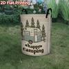 1pc, 2D Flat Printing Printed Dirty Clothes Basket, Camp Happy Camping Trailer Scene Shelf Baskets Chic Minimalist Storage Basket, Capacity High Capac
