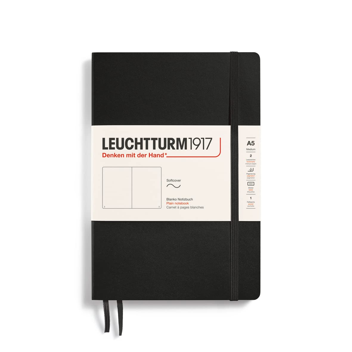 LEUCHTTURM1917 Notebook A5 Plain Softcover black 318651 чёрный