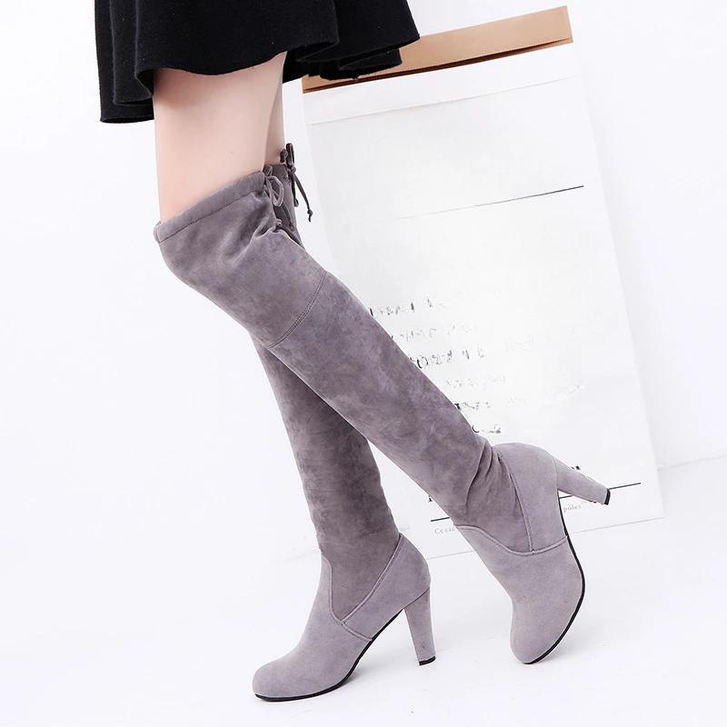 Fashion High Boots Female Winter Boots Women Over The Knee Boots Flat Stretch Sexy Fashion Shoes  Black Mujer Sneakers