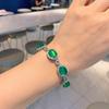 Jewelry Chalcedony Jadeite Green Fluorescent Bracelet Round Diamond Jade Bracelet Female Birthday Gift