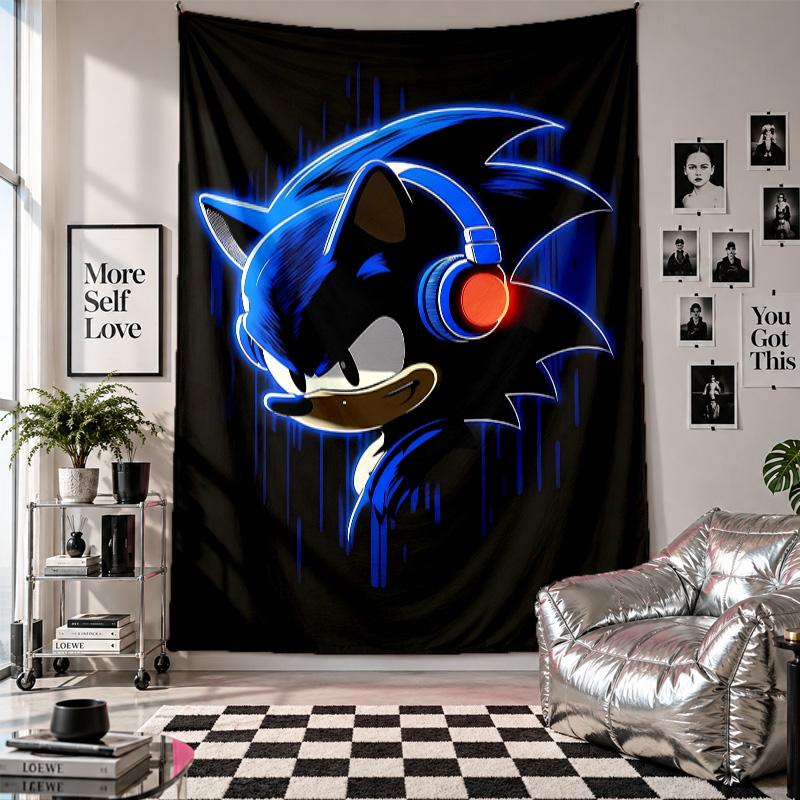 Wall TapestrySonic the Hedgehog Art Hanging Cloth Decorative Background Cover for Room Decoration