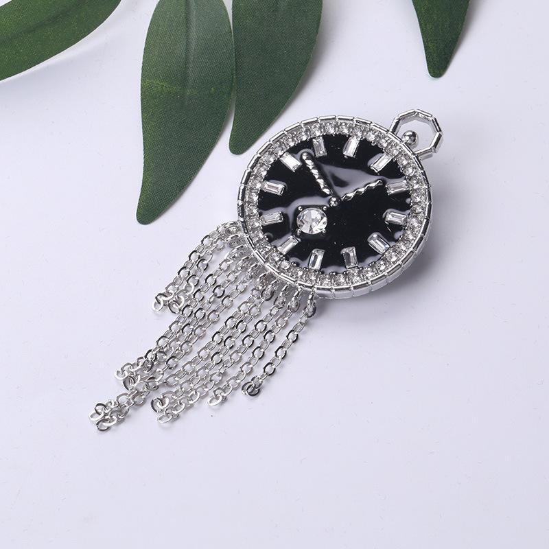 Creative Fringed Clock Brooch, Fashion Ins Trendy Personalized Drip Diamond Corsage, Clothing Pin