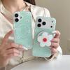 Mint Green & White Floral Magnetic Stand Case for iPhone 17/16 Pro Max/15 Pro