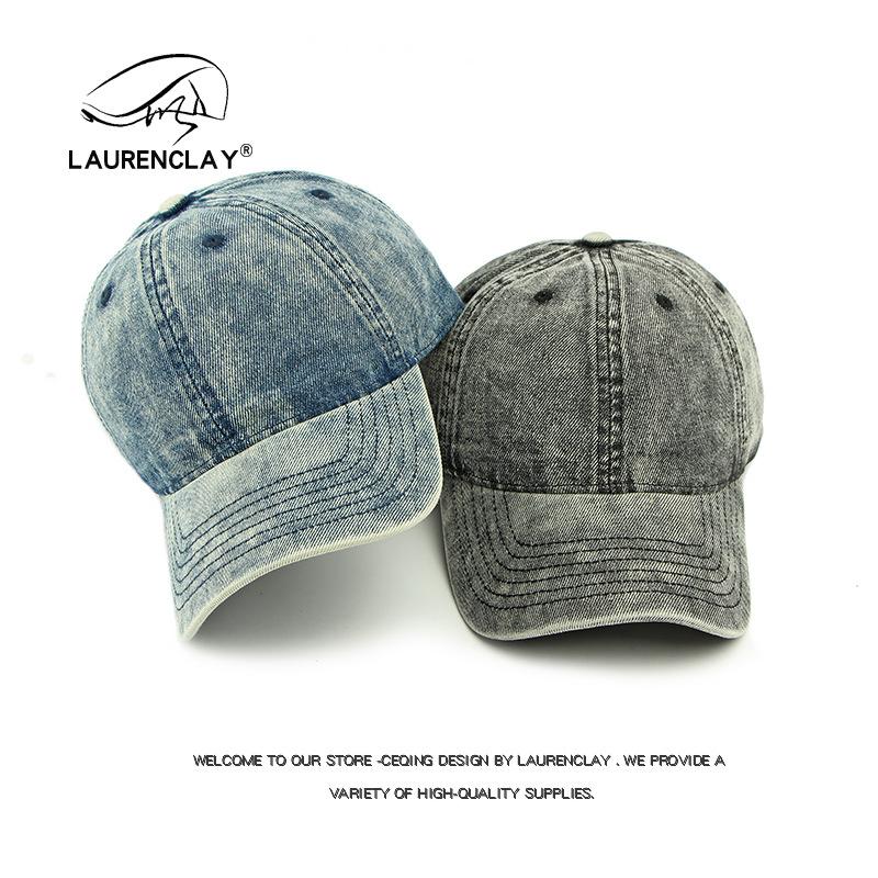 Stylish and simple light board cap women's washed denim baseball cap soft top outdoor sun hat men
