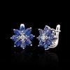Romantic Flower Shape Design Natural Kyanite Earrings 925 Sterling Silver Fine Jewelry Gemstones for Valentines Banquet Gifts