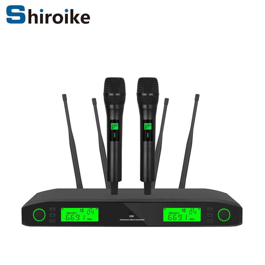 Infrared Pairing UHF Metal Wireless Dual KTV Performance Anti-Howling Dynamic Microphone