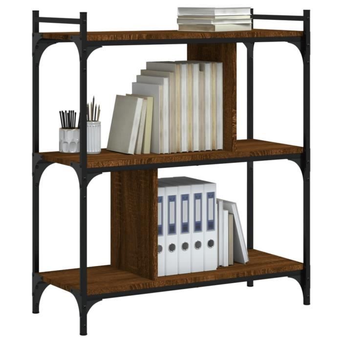 VidaXL 3-Tier Bookcase Brown Oak 76x32x88 Cm Engineered Wood 833934