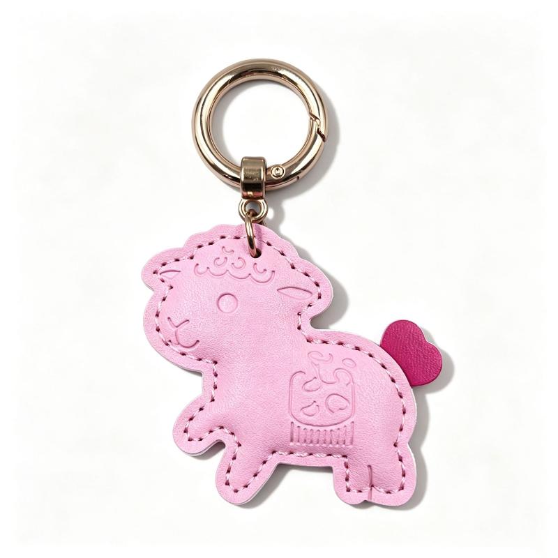 Sheep Pendant With Spring Buckle Pu Leather Bag Charms For Girls Handbags Backpack Decor Accessories Trendy Gift