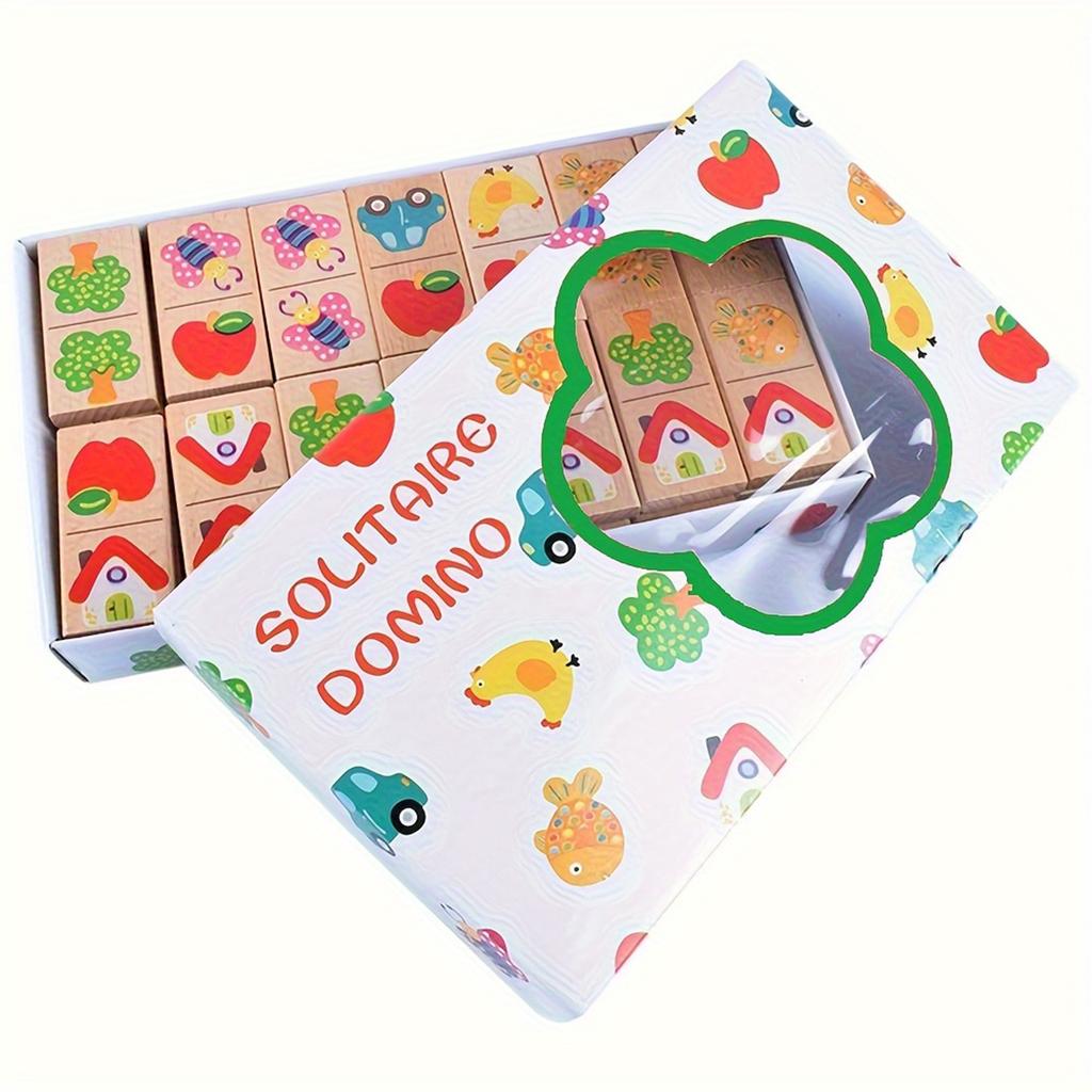 Colorful Wooden Dominoes Educational Toys, Suitable For Teenagers, Thinking Skills, And Are A Gift For Children's Entertainment, With Wooden Finish