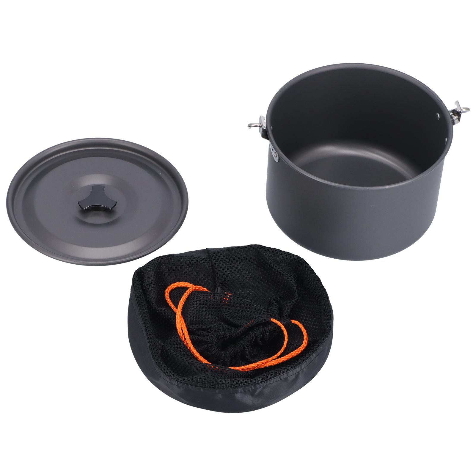 

Outdoor Camping Pot Portable Aluminum Alloy Bonfire Hanging Pot with Lid Storage Bag for 6‑8 People