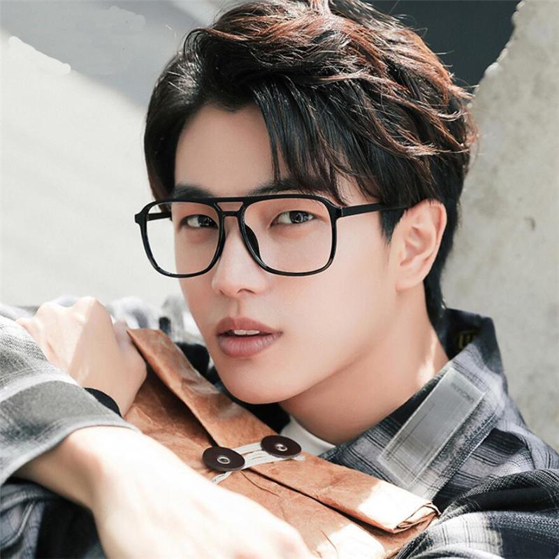 Square Finished Myopia Glasses Anti-Blue Light Big Frame Double Beam Myopes Lunettes Diopter 0 -0.5 -0.75 -1.0 -2.0 -2.5 T -6.0