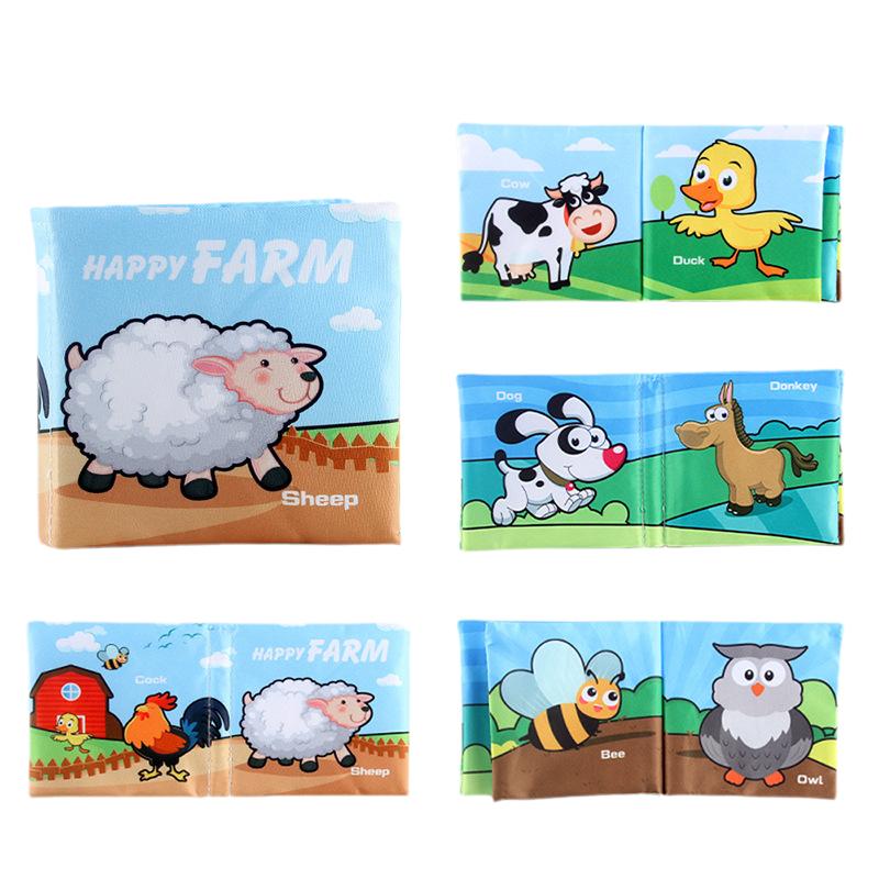 

Развивающая ранняя мягкая тканевая книга, устойчивый к разрывам тканевый материал со шуршащей бумагой Farm