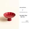 Red Ceramic Dessert Plate: Retro Chinese Pastry & Fruit Display Dish