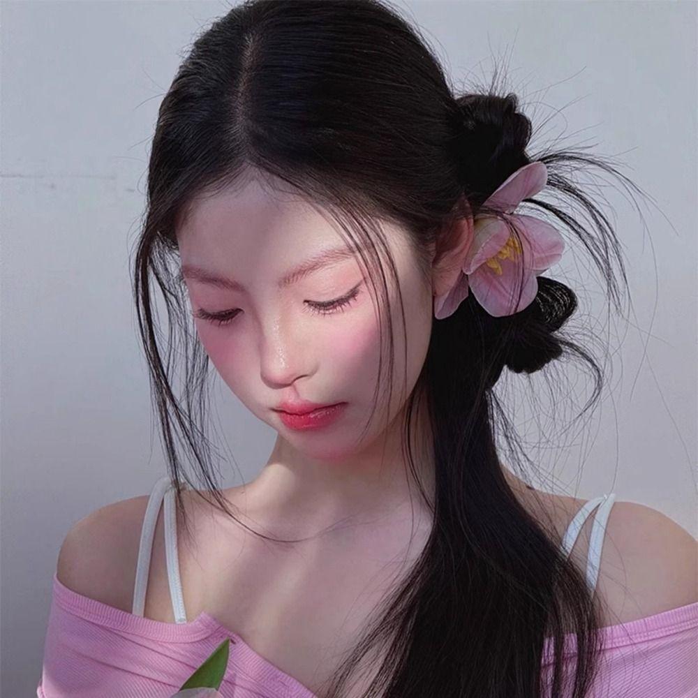 Korean Style Tulip Flower Hairpin Cloth Simulation Flower Hair Clip Sweet   Beach