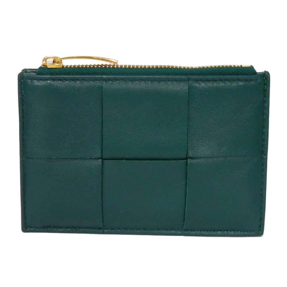 Used 11897 Cassette Card Case 765460 VCQC4 3049 7943 Current RFID IC Chip Maxi Intrecciato Emerald Green Unisex from