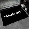 1Pcs SHOES OFF Pattern Floor Mat Modern Kitchen Polyester Rug Non-Slip Colorful Indoor Carpet, For Home Bathroom Bedroom Living Room Decor