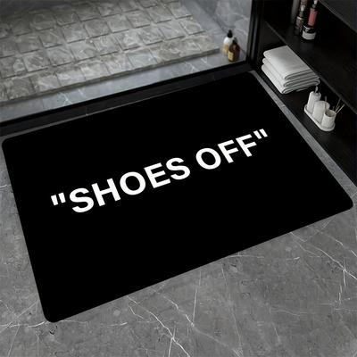 1Pcs SHOES OFF Pattern Floor Mat Modern Kitchen Polyester Rug Non-Slip Colorful Indoor Carpet, For Home Bathroom Bedroom Living Room Decor