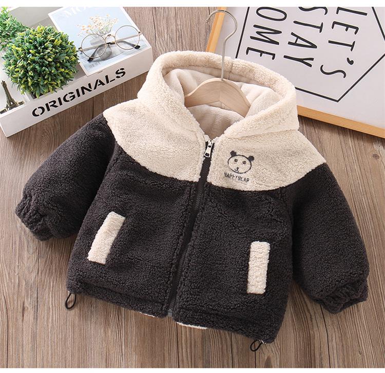 Boys' Cartoon Fleece Sweater with Velvet, Winter Three-Layer Quilted Jacket