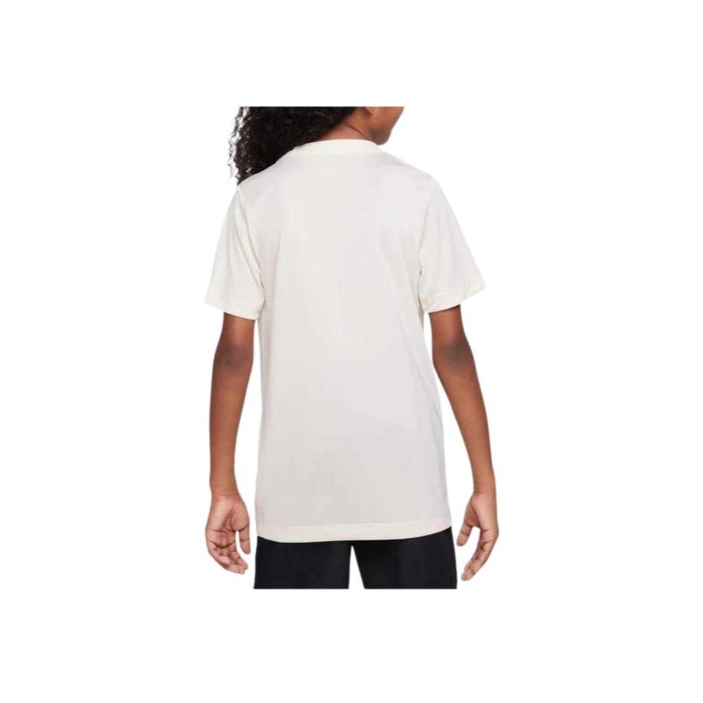 Nike Solid Color Logo Print Round Neck Short Sleeve T-Shirt Kids Tops White DX1123-113