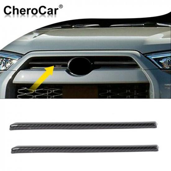 2x Center Grille Grill Trim Strips Cover Accessories For 4Runner Carbon Fiber