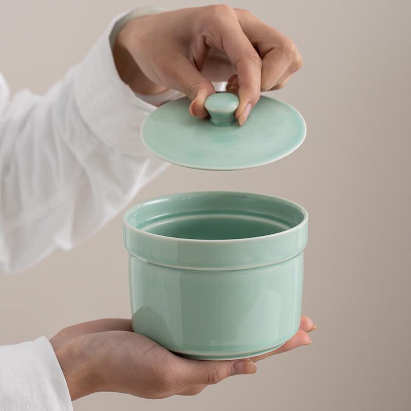 ZISIZ Ceramic Double Boiler Stew Pot, Single Serving