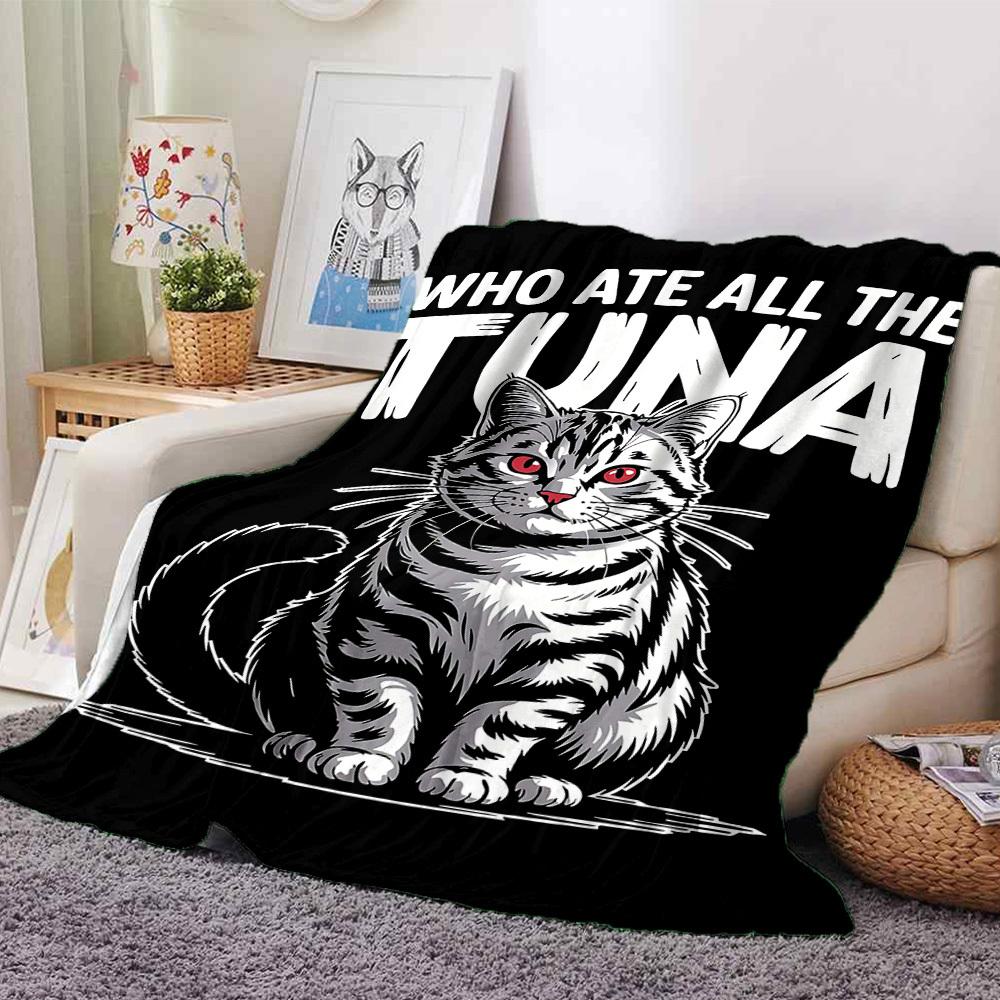 

1pc cat, tuna Soft Warm Throw for Home, Office, Trave, All-Season Cozy Bedding Gift, Office Cozy Accessory1041 80cmx120cm(31inx47in)
