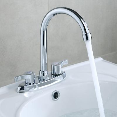 Bathroom Sink Mixer Double Handle Mixer Tap Plating Treatment Unique Ele Shape Design Easy Installation Sturdy Structure