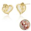 Earrings Stainless Steel Gold Plated 14K Gold Heart Rose Studs
