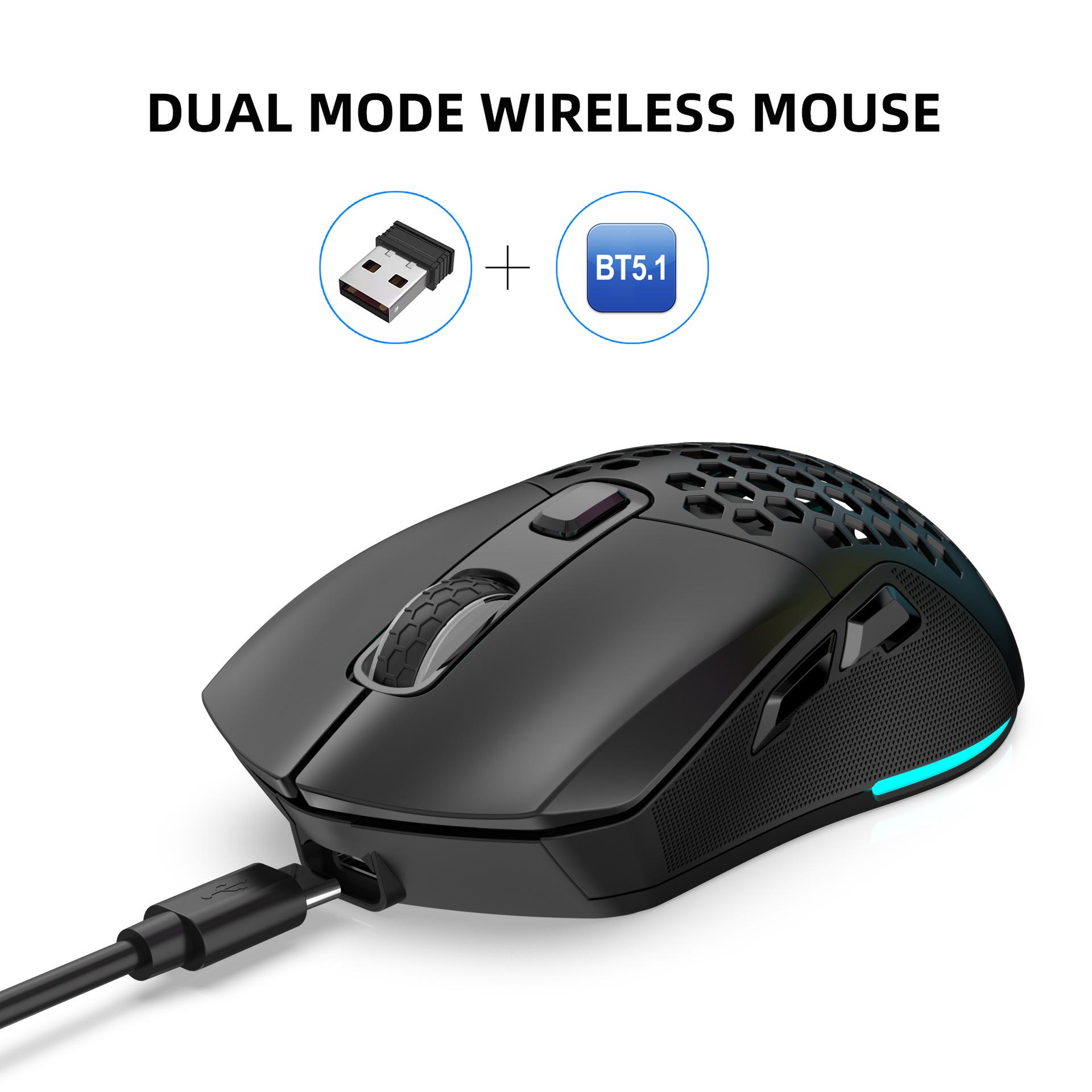 

Проводная игровая мышь RGB с разрешением 7200 DPI, сменной задней крышкой, легкой конструкцией