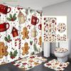 1pc/4pcs Christmas Gingerbread Man Christmas Cup Pattern Multi-Color Background Shower Curtain, Modern Home Bathroom Art Decor