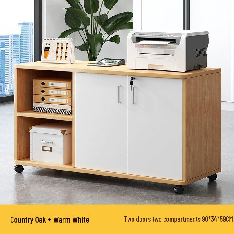 Lockable Mobile Wooden Cabinet for Under Desk Storage