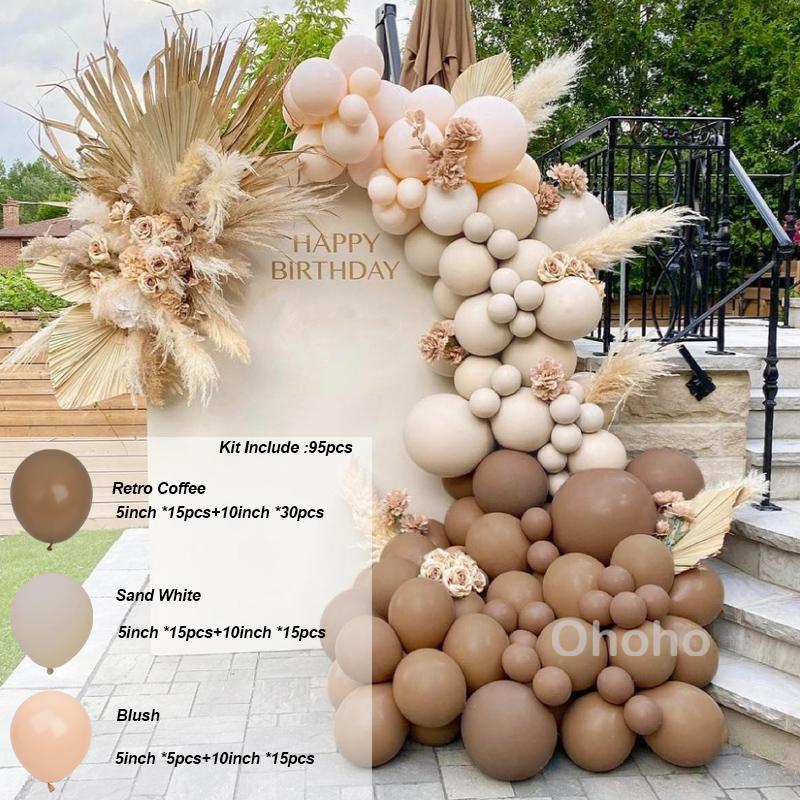 Coffee Brown Beige Balloon Garland Arch Kit Baby Shower Rustic Wedding Decoration Engagement Boy Girl Birthday Party Supplies Baptism Christenin