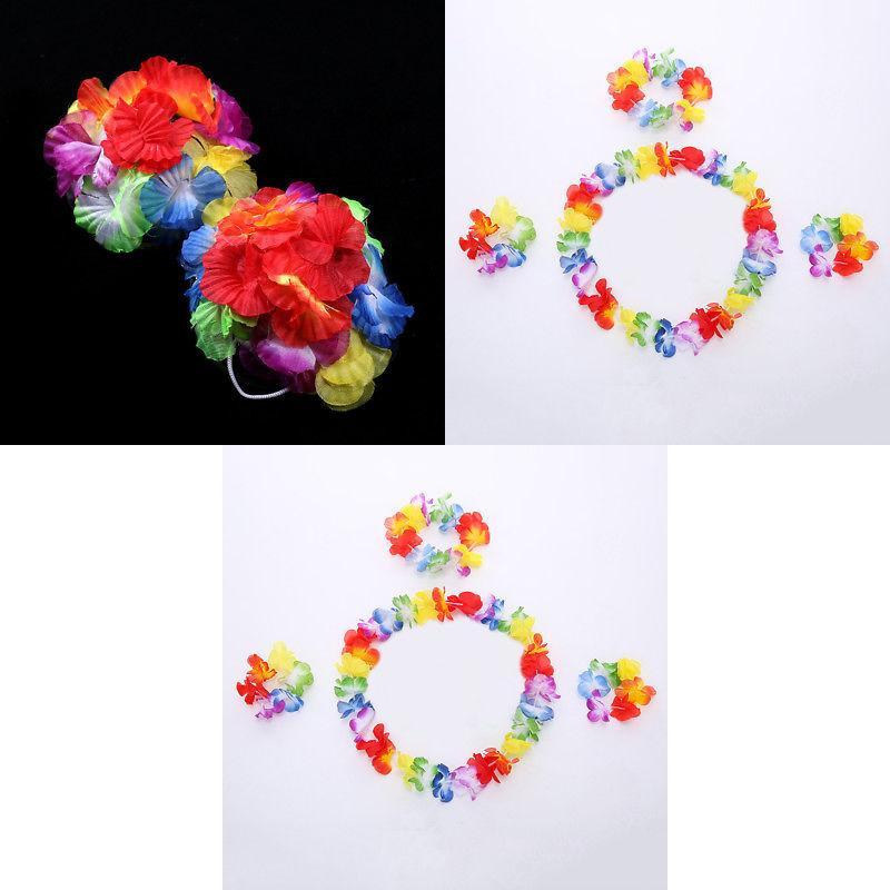 Hawaiian Costume Set With Plastic Grass Skirt For Party Performances And Themed Events