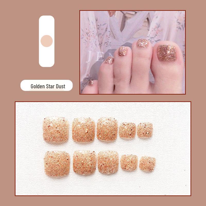 

Gold Glitter Toenail Manicure Kit: Includes 24 Wearable Toenail Patches