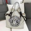 Large Capacity Embroidered Canvas Crossbody Tote Bag for Women