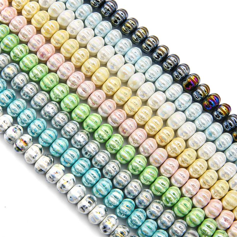 6 buc/pungă Mărgele de porțelan din ceramică lucrate manual în formă de dovleac Mărgele distanțiere libere pentru brățară colier Fabricare de bijuterii DIY