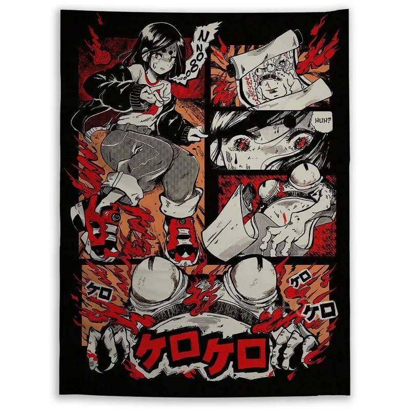 Самурай Аниме Девушка Абстрактный Фон Ткань Украшения Дома Настенный Гобелен Офис — фото 17