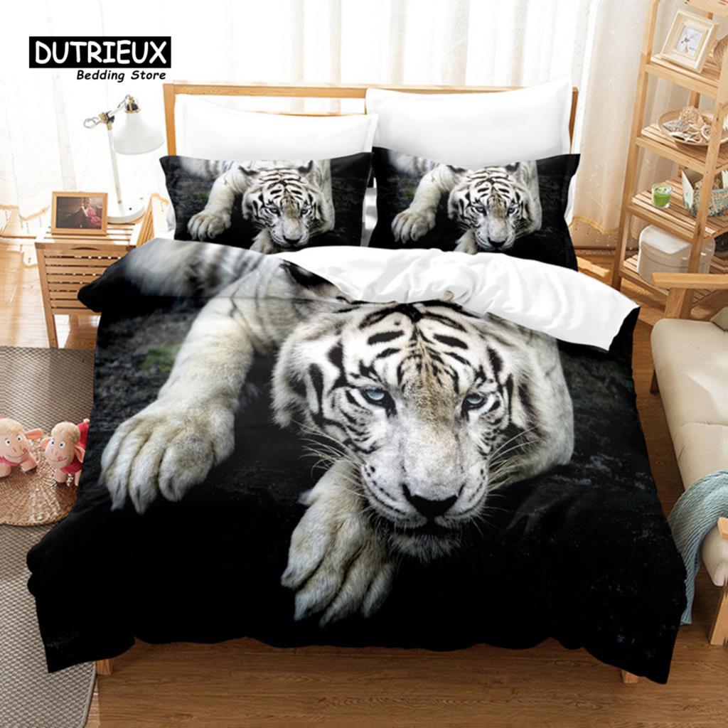 Tiger Digital Printing Bedding Set, Duvet Cover, 3D Bedding, Linen, Queen Size, Fashion Design