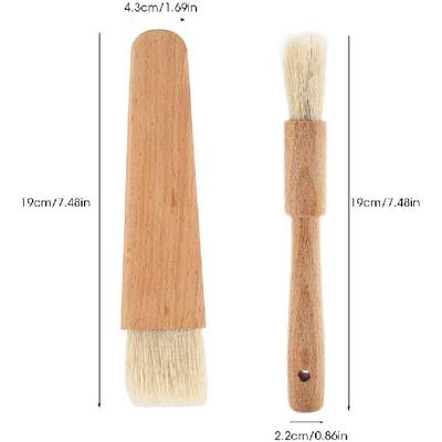 Fdit Wooden Barbecuing Brush Oil Basting Baking Brush Oil Sauce Butter Kitchen Tool(Flat Handle)