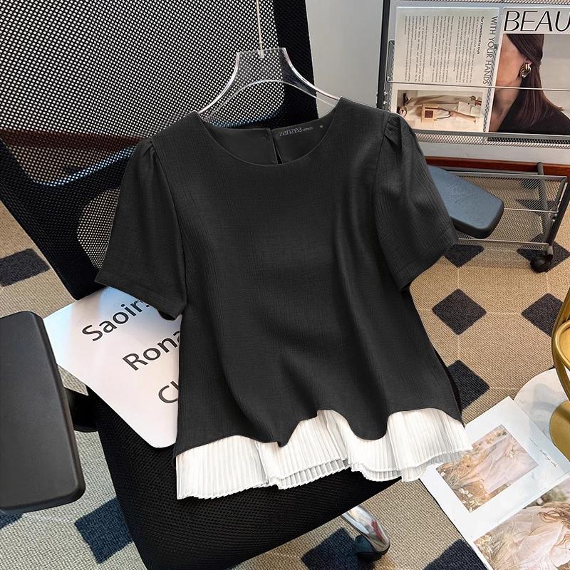 ZANZEA Women Summer Round Neck Casual Short Sleeve Blouse