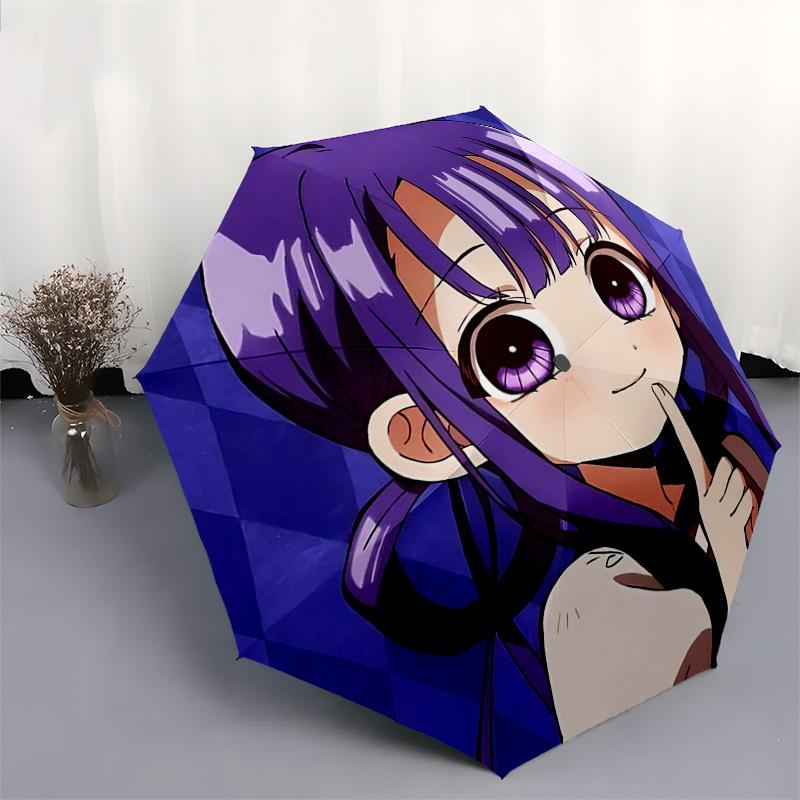 1pc Purple Hair Girl Design Automatic Opening Closing Umbrella with Convenient Three-Fold Design, 8-Bone Iron Frame Outdoor Umbrella, Perfect Gift for