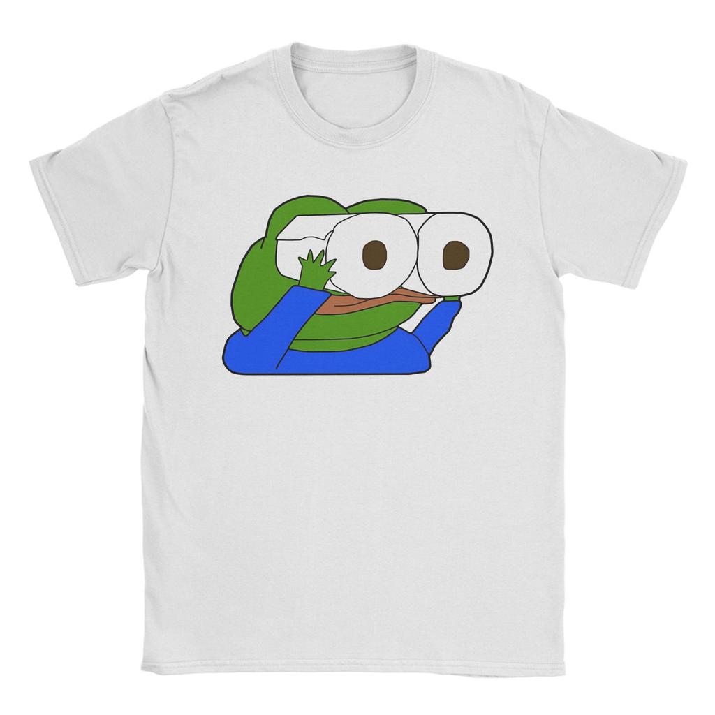 Pepes Toilet Paper Roll Binoculars Printed T Shirt Men Women Funny Meme Pure Cotton Tee Shirt Clothing