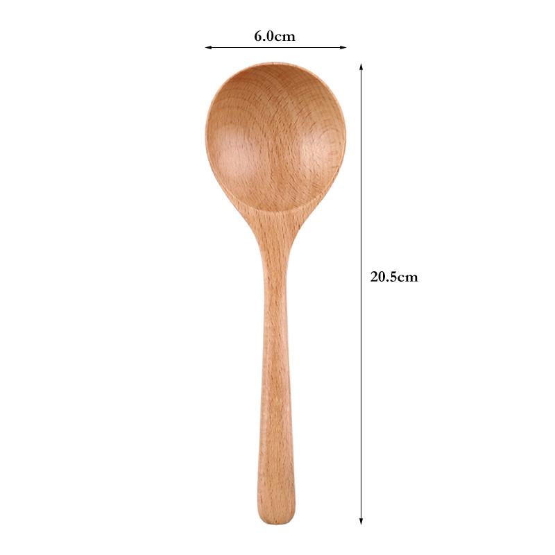 2 Stück Holz-Löffel-Set Große Ramen-Nudelsuppen-Löffel Langer Holz-Küchen-Kochlöffel Servierlöffel Holzbesteck Geschirr