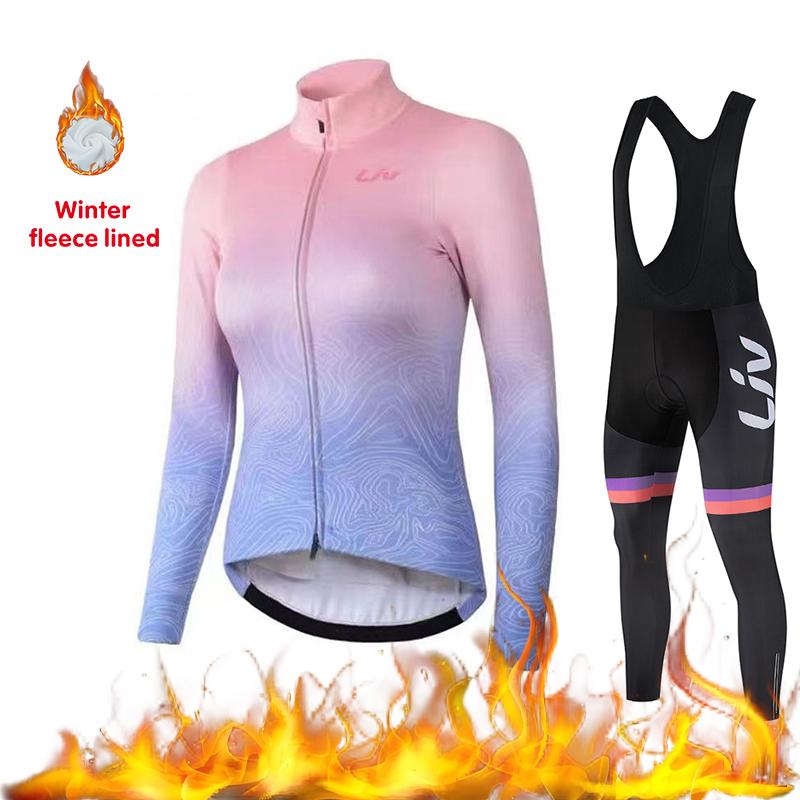 Winter Cycling Sportswear Set Women's Cycling Jersey Cycling Bib Warm 2026 Velvet Warm Cycling Suit Set Windproof Cycling Jacket Cycling Pants
